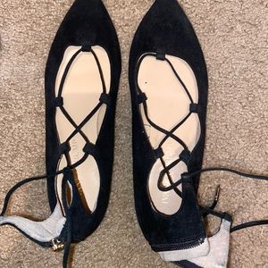 Black Ivanka Trump lace up flats
